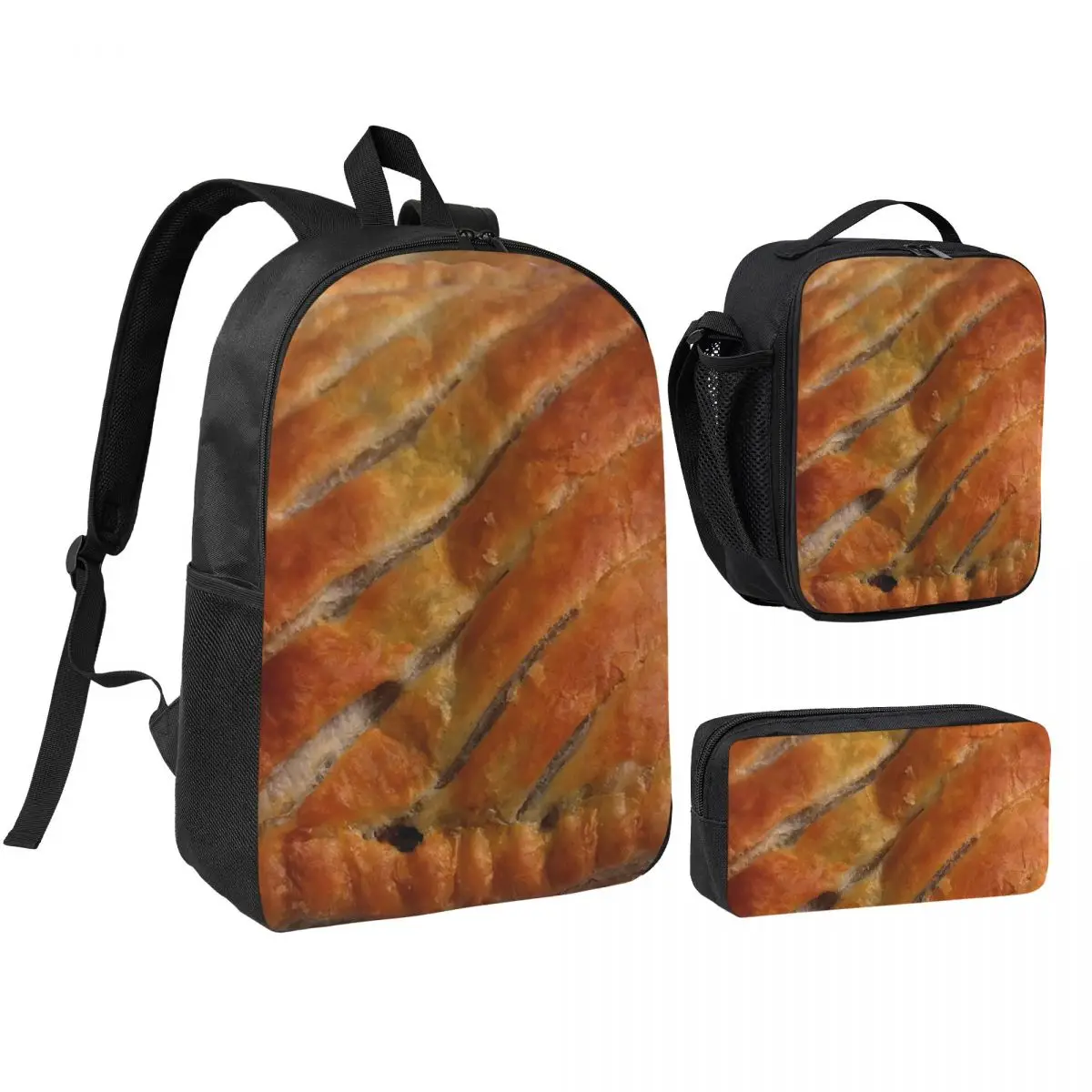 

Greggs Steak Bake Backpack Student BookBag School Bag Shoulder Bags 3ps Insulated Lunch Bag Pencil Case