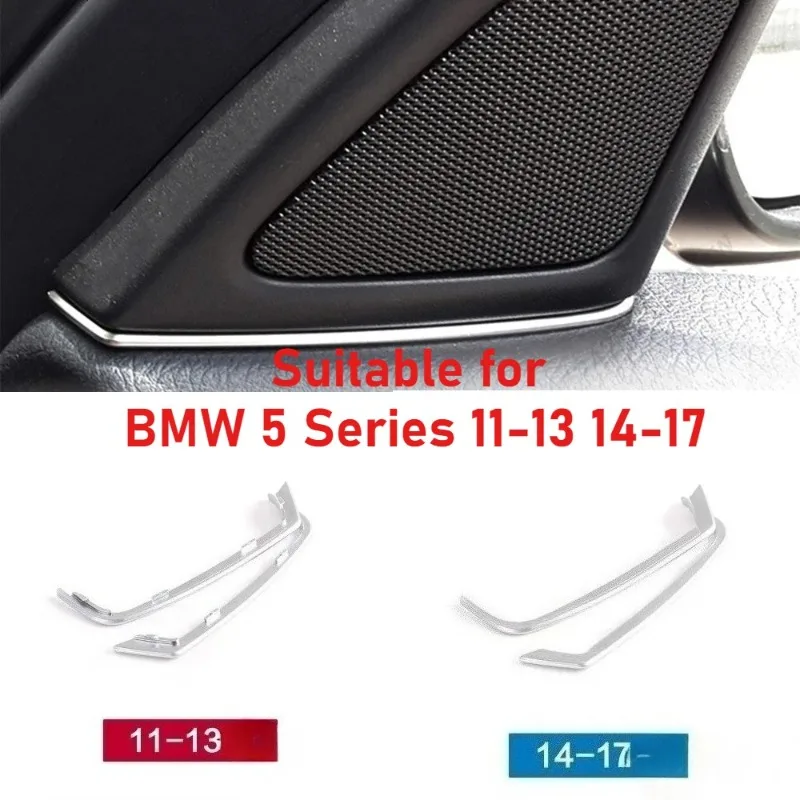 

x2 CAR Front Door Speaker Cover Gap Decoration Silver Horn Strip For BMW 5 Series 11-13 14-17 Interior A-Pillar Tweeter Gap Plug