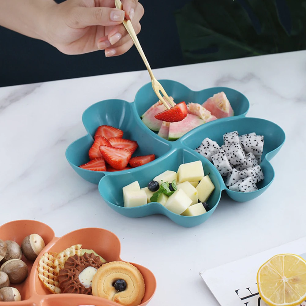 وجبة خفيفة طبق للوجبات الخفيفة يشعر بشكل مريح جميل شكل القمح القش أواني المطبخ أربع أوراق البرسيم لوحة أطباق فاكهه #5