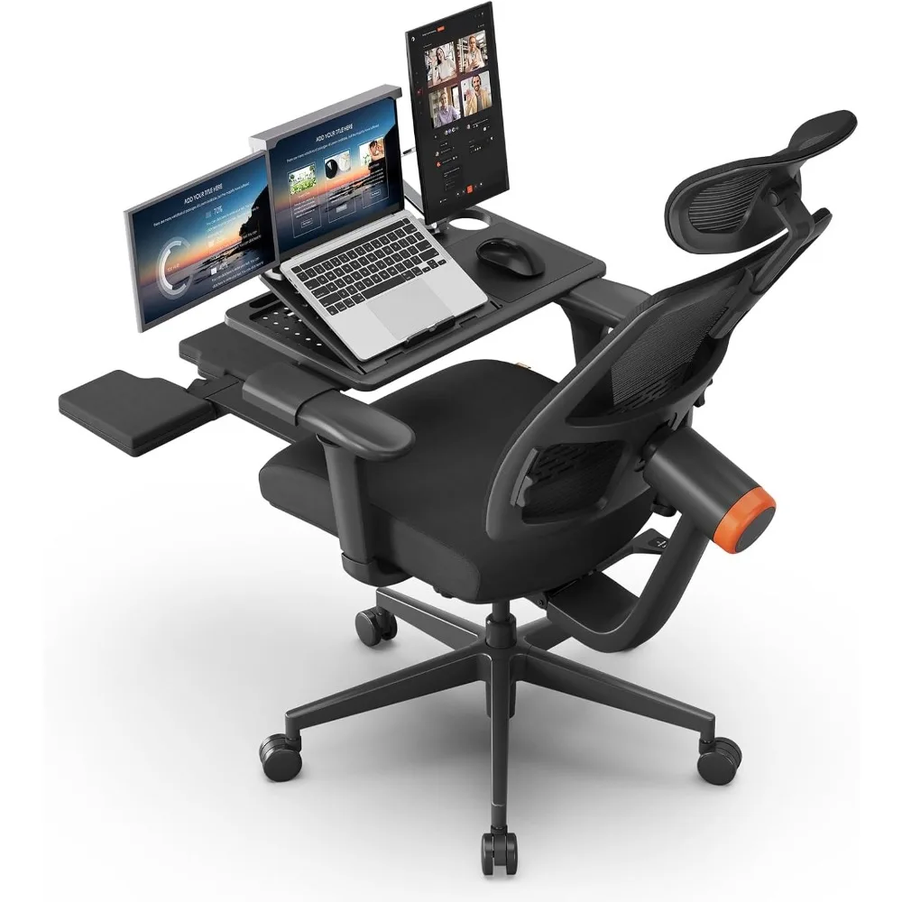 Office Chair Ergonomic & Laptop Table - High Back Desk Chair with Footrest, Auto-Following Lumbar Support, 4D Armrest