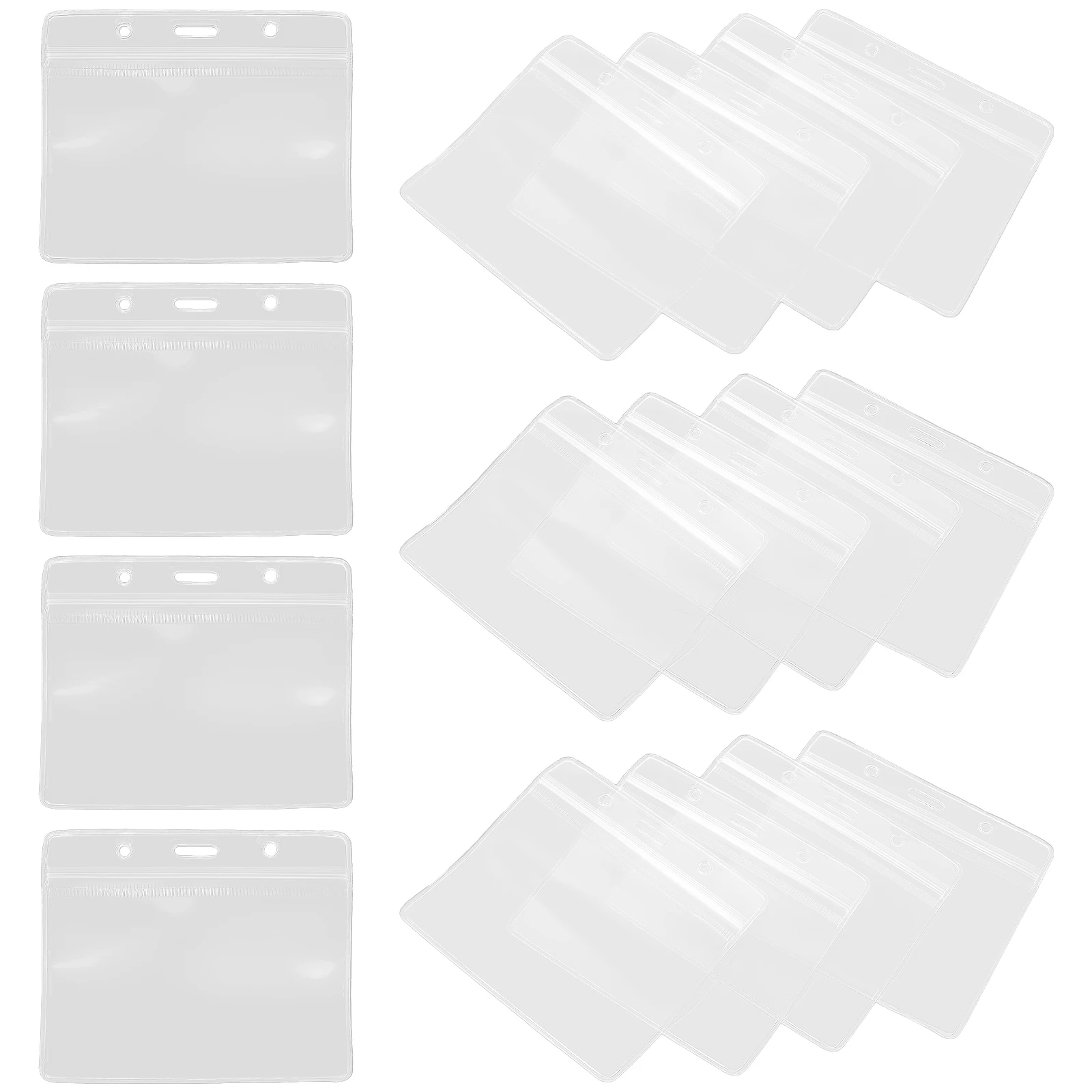 

50pcs Transparent Badge Holder Name Tag Cover ID Sleeve Clear PVC Case for Business Nursing Staff Reusable Horizontal Bracket