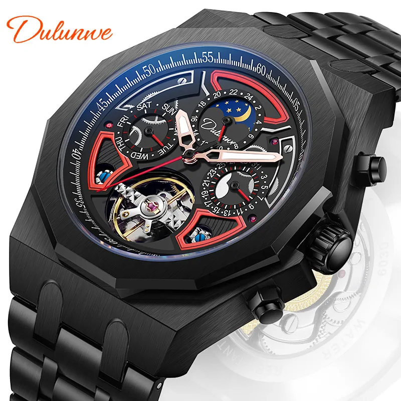 Men Mechanical Wristwatch Automatic Man Luxury Moon Phase Watches Male Casual Waterproof Business Luminous Clock Reloj Hombre