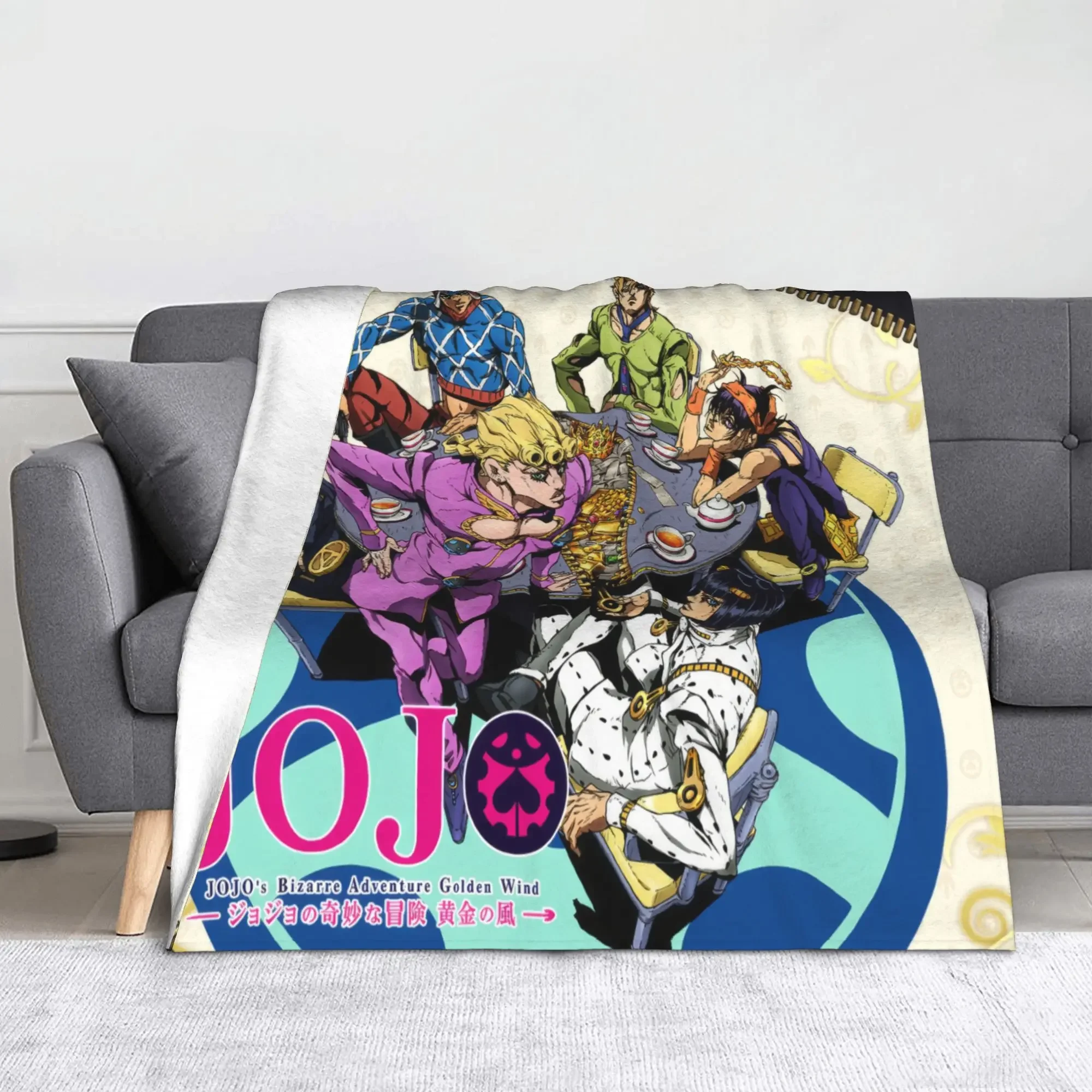 

Jojo Anime Fleece Blanket Soft Warm Lightweight Throw for Bed Travel Sofa Use MultiFunction Summer Winter Comfort