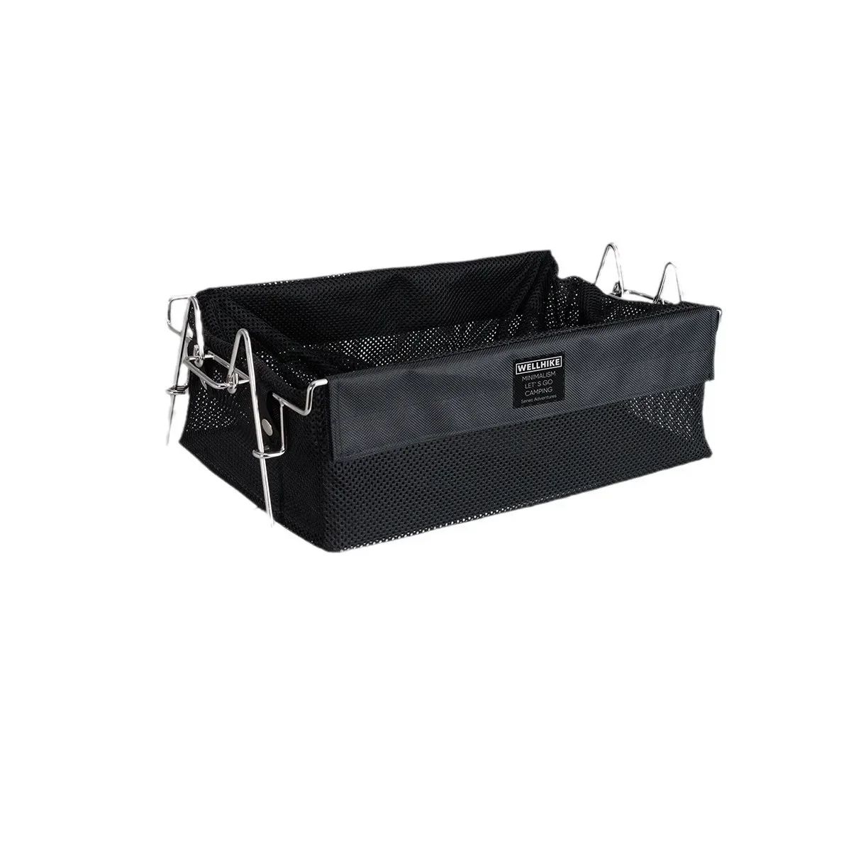 

Japanese-style Removable Outdoor Camping Storage Basket Stainless Steel Portable Open Box Variable Folding Bag Rack