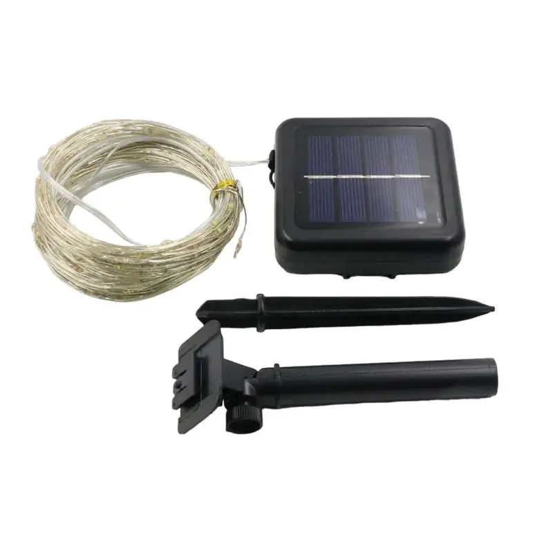 Guirnaldas de luces alimentadas por energía Solar para exteriores, alambre de cobre, 8 modos, guirnaldas de luces solares impermeables para exteriores, color blanco cálido