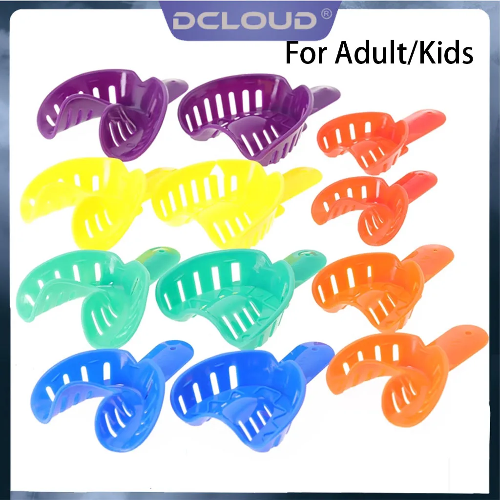 12Pcs Disposable Plastic Dental Impression Trays Adult Children Teeth Holder Dentist Oral Care Tools Autoclavable Sterilization