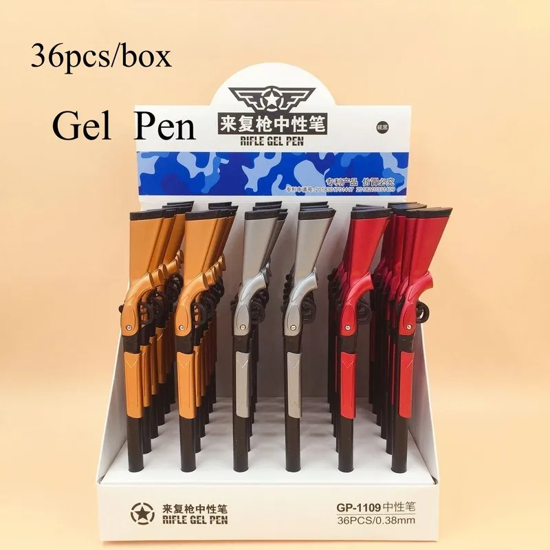 

36 Pcs box Rifle Gun Pubg Gel Pen Cute Student Office Stationery School Water Gel Ink Toy Pen Black Ink Signature Pen