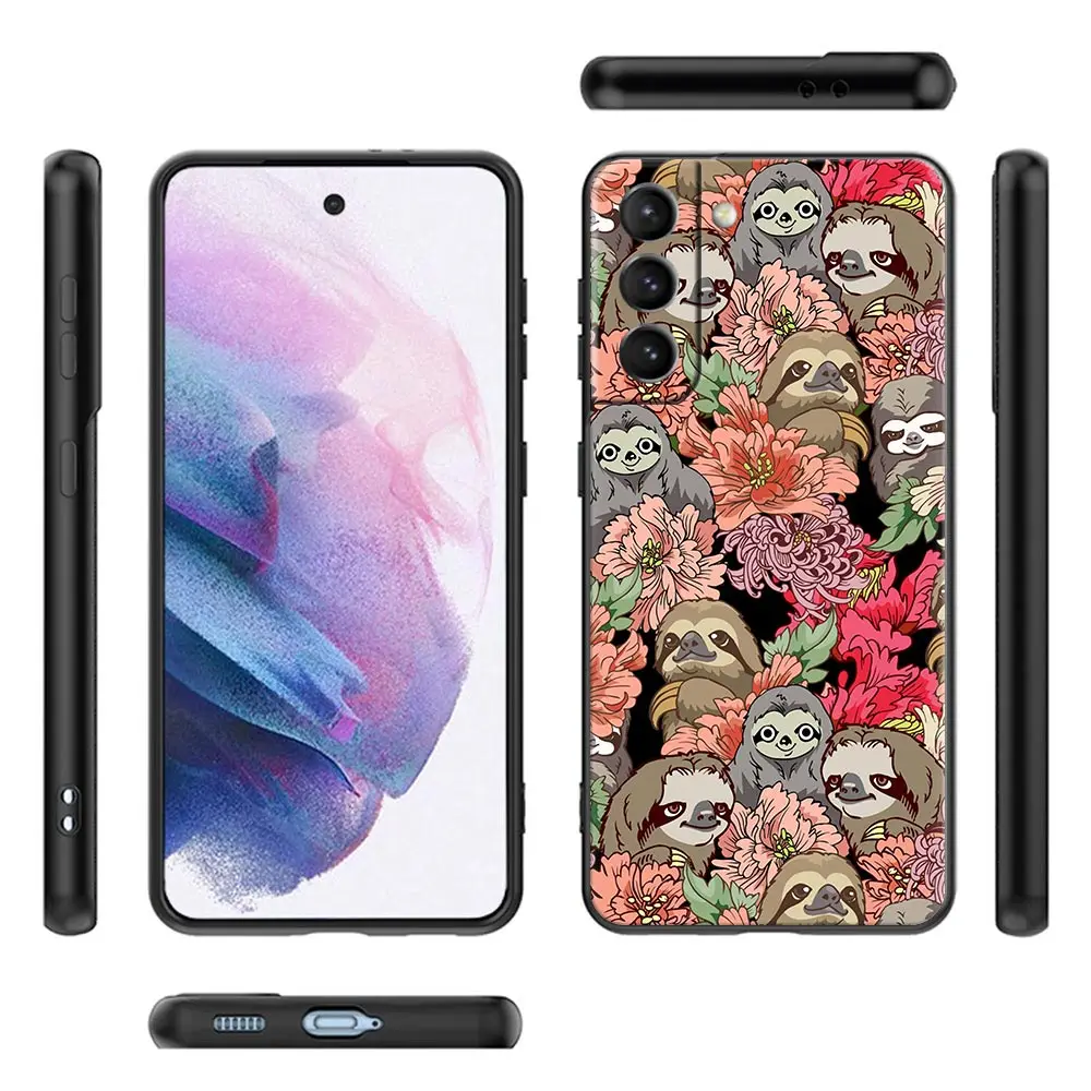 Divertente bradipo Flower S24Ultra custodia per Samsung Galaxy S21 S20 FE S22 Ultra S10 S23 5G S24 Plus Soft Cover Funda Tree Sloths Animal