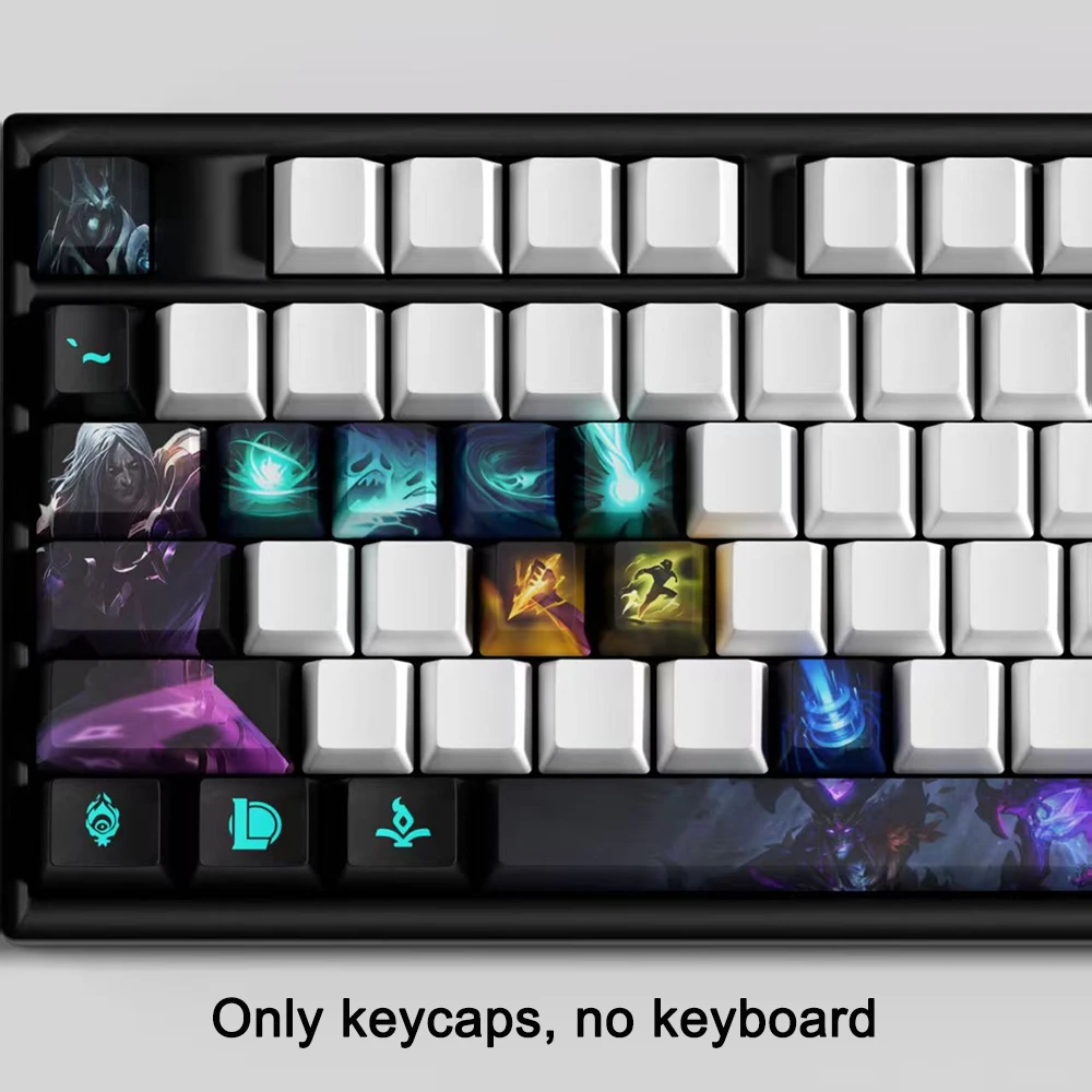 League of Legends keycaps 34 keys OEM Profile Mini Set PBT Dye Sublimation Keycaps For Mx Switch Viego Gwen Aatrox ZED Jinx Kayn