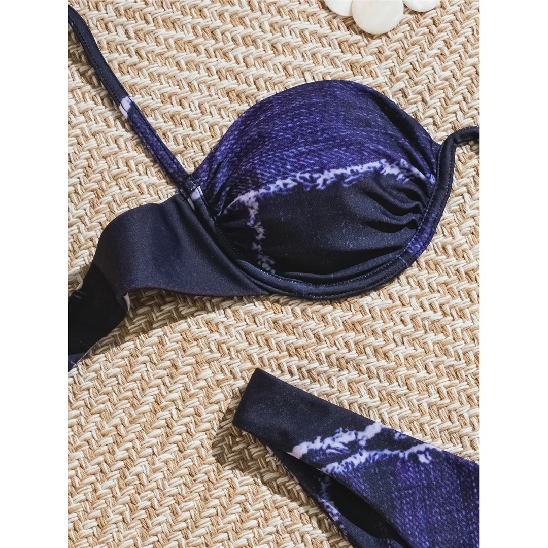 Sexy Denim-Blau, Bikini mit Bügel, Damen-Badeanzug, zweiteiliges Bikini-Set, brasilianischer Badeanzug, Badebekleidung, Modell V8019. – Detail 8
