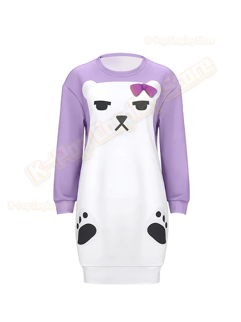 ‌ K-Pop De Mon Hunters Rumi ملابس خاصة مجموعة الكرتون الدب وقطار الحليب بيجامة من الحرير فضفاضة الساق السراويل هوديي تأثيري حلي هالوين