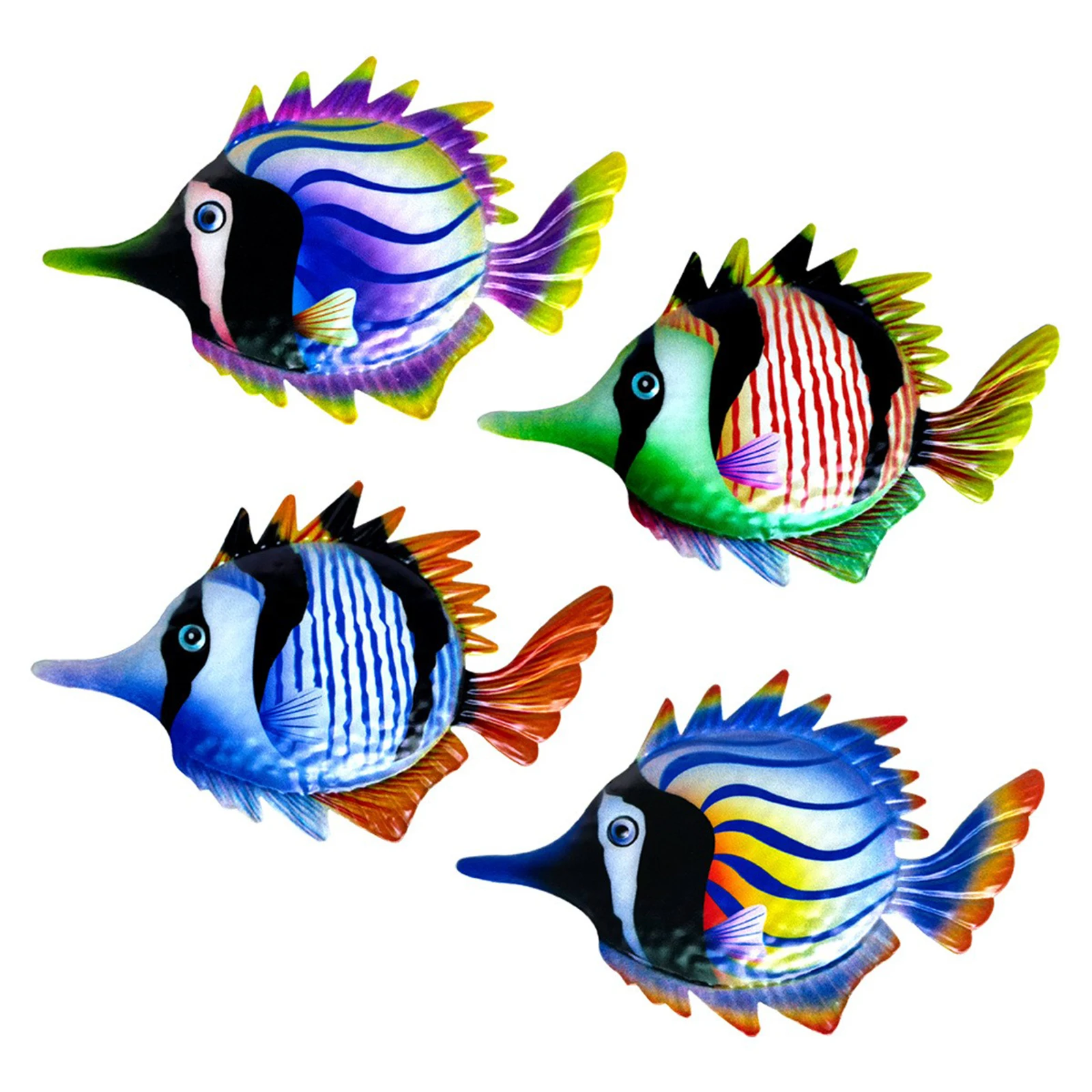 

4pcs Iron Fish Wall Decor Ocean Theme Wall Hanging Decor Corrosion-Resistant Wall Art Decor for Bathroom Living Room Patio Yard