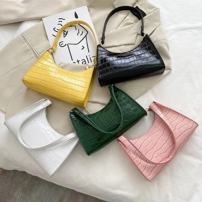 New Fashion Pouch For Women High Quality Pu Shoulder Bag And Handbag Designer Underarm Package Leather Solid Color Chain Handbag