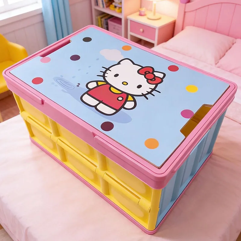 

Kawaii Sanrio Hello Kitty Foldable Storage Box Cute Cartoon Collapsible Organizer Bin Large Capacity Plastic Storage Box Gifts