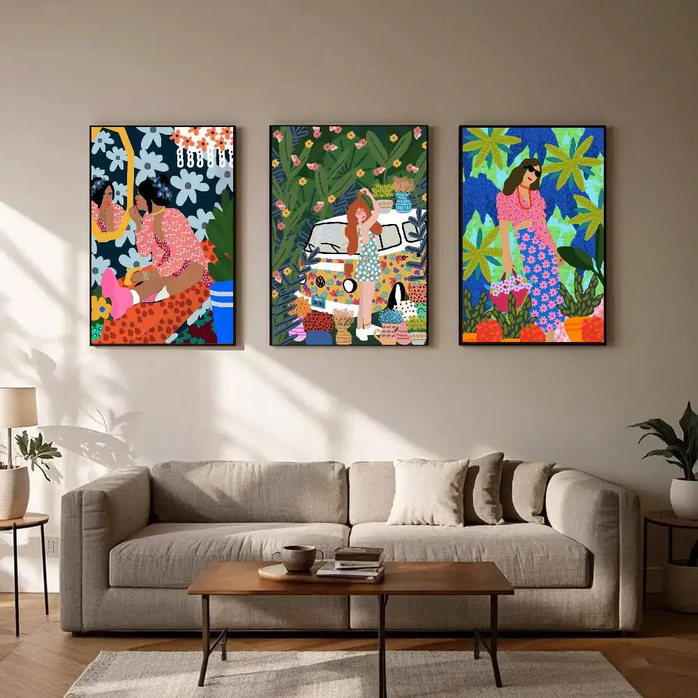 Abstract Moroccan Girl Posters Living Room Bar Cafe Quality Canvas Vintage Style Comics Painting Art Home Wall Decor Picture