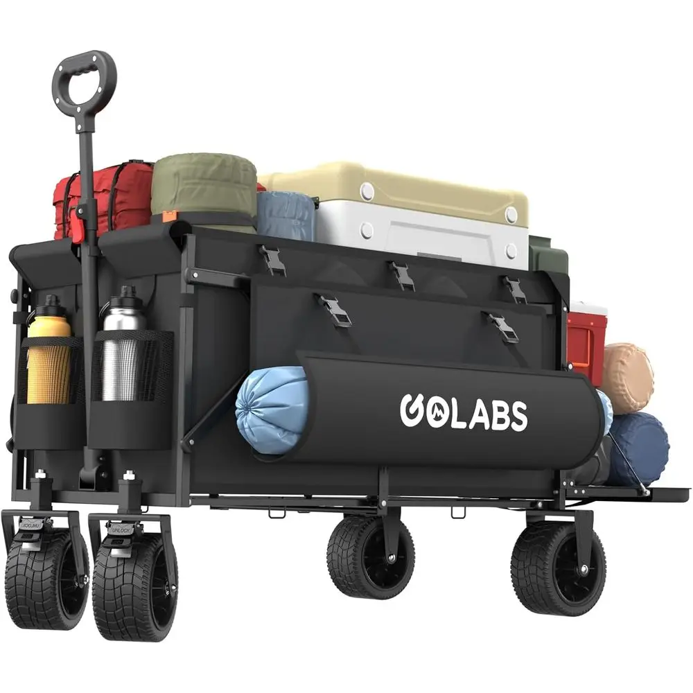 

WA2 Wagon Cart Max 560lbs Load & Expandable Storage Max 280L(2 Side Strap), Heavy Duty Beach Wagon with Brakes, 7×4" Big All-Ter