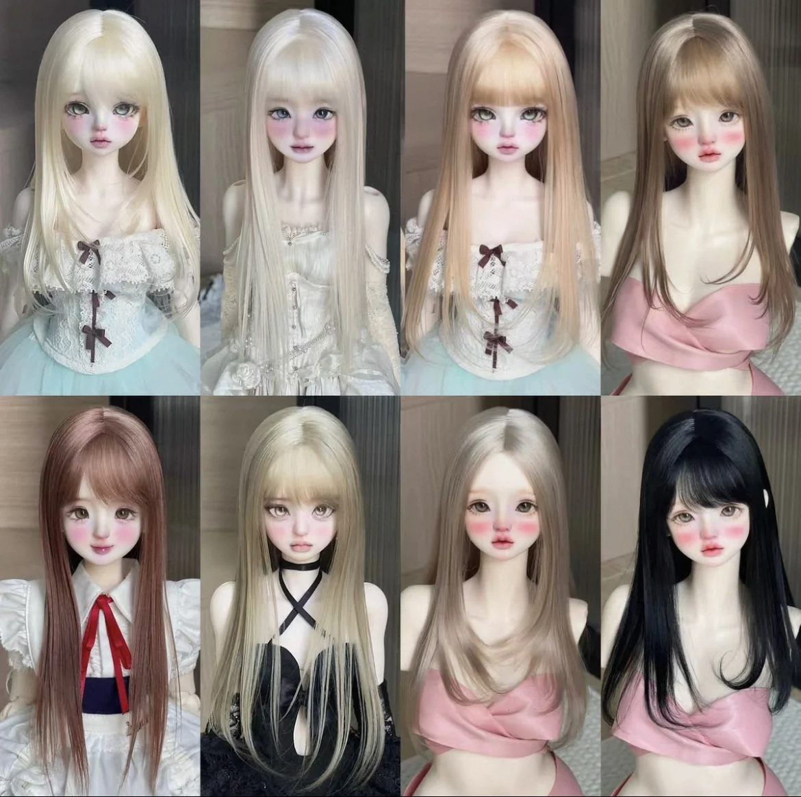 

Hair for doll 1/6 1/4 1/3 BJD wig straight mohair doll accessories free shipping