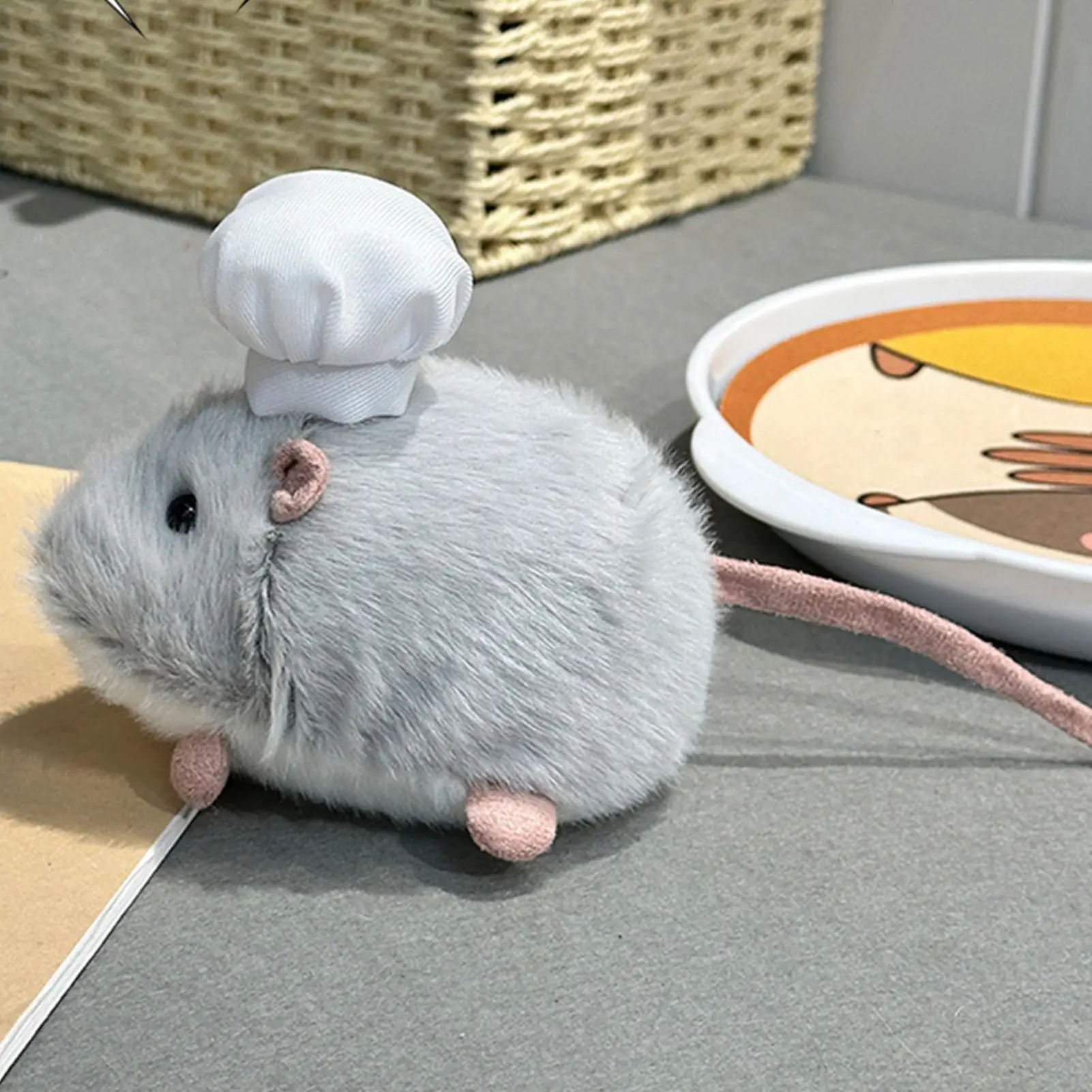

Mouse Stuffed Animal Chef Mouse Plush Squeeze Toy Fidget Stuffed Animal Desk Ornament for Office Workers Students Kids Adults
