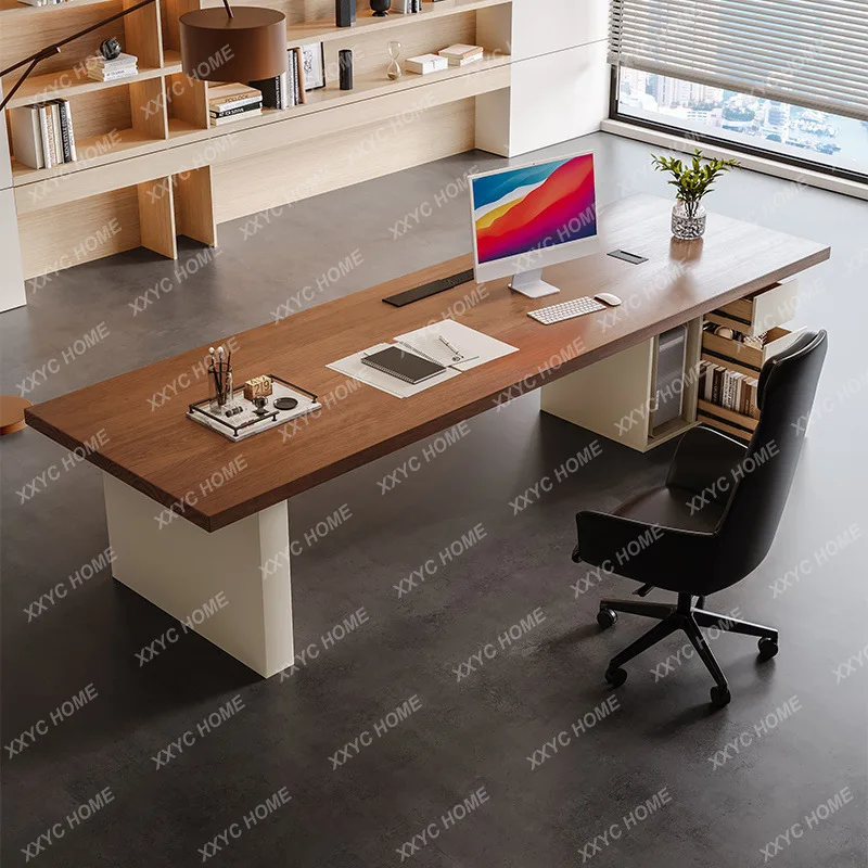 

Q Solid wood boss desk modern simple office desk computer light luxury