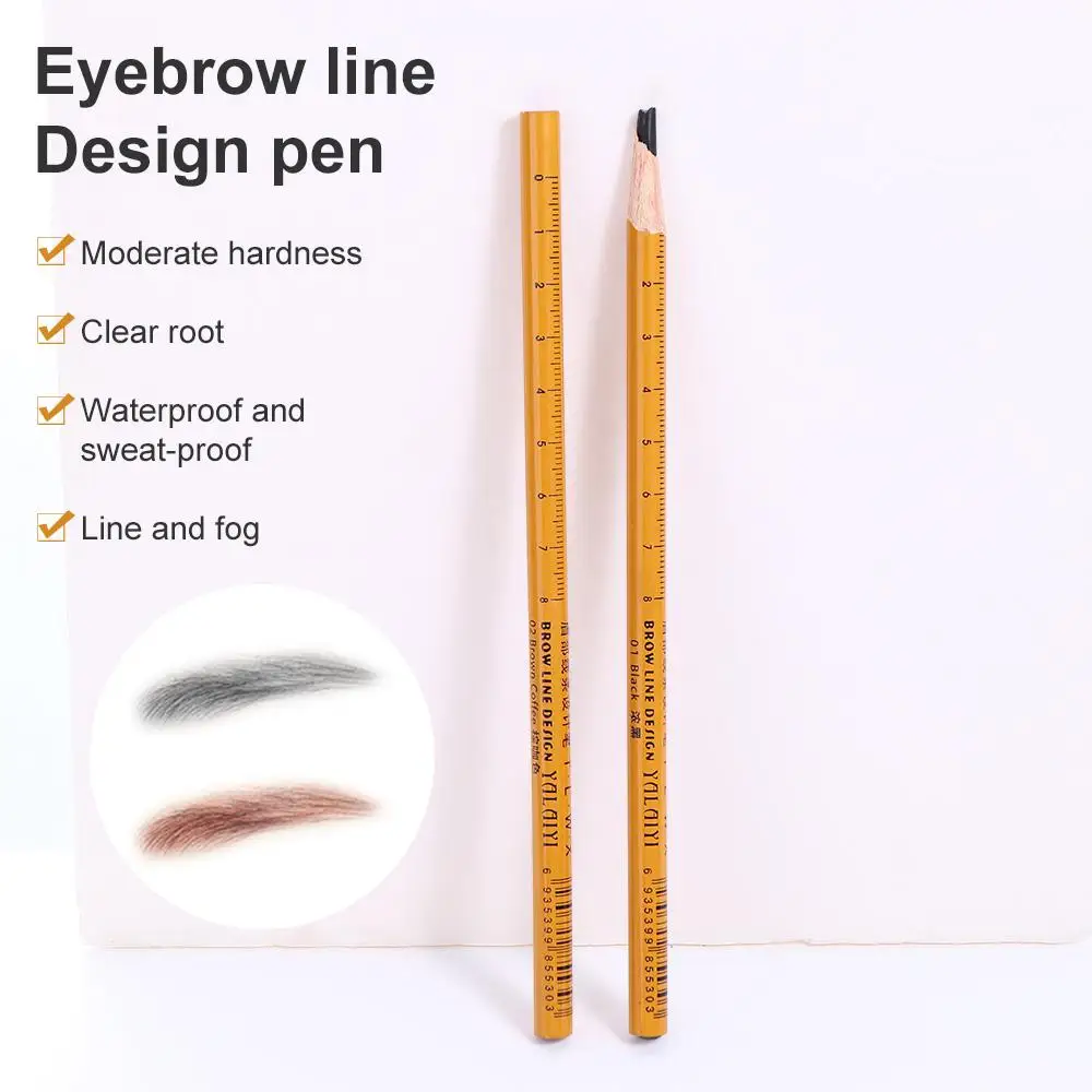 Beauty Cosmetics Wooden Female Makeup Tool PMU Permanent Tattoo Pen Eye Brow Tint Microblading Marker Pen Eyebrow Design Pencil