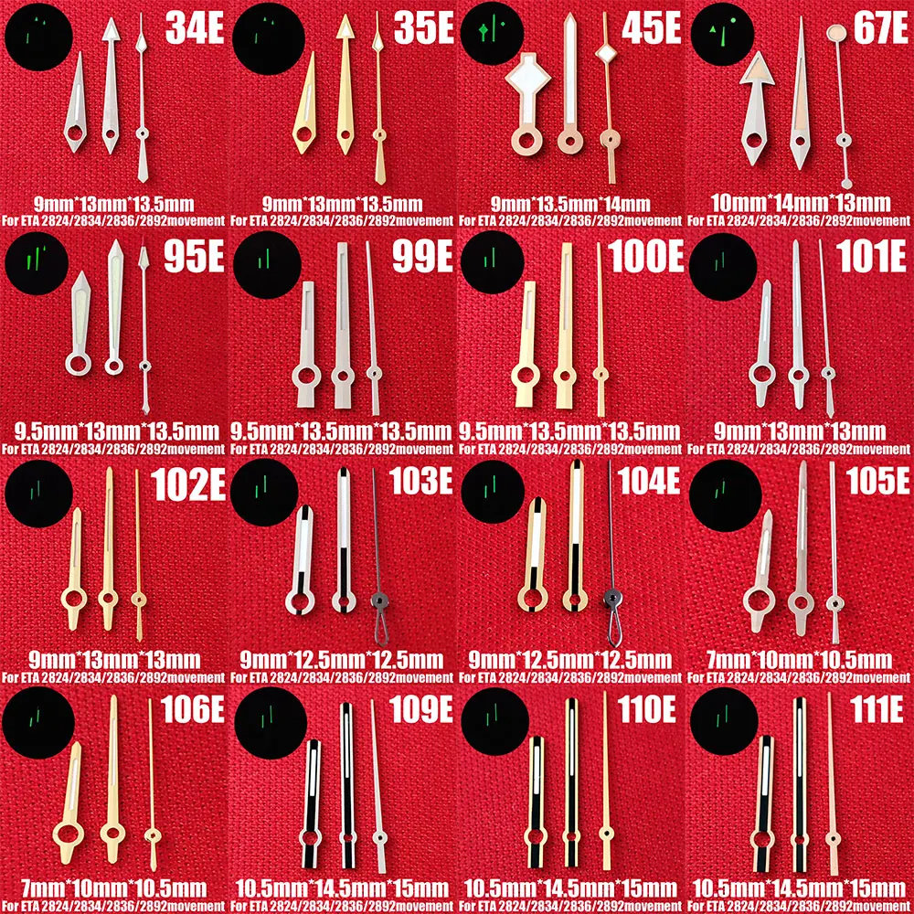 Watch accessories watch hands ETA 2824 hands pointer pointer green super luminous for ETA 2824 2836 2892 movement hot sell hands