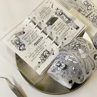 Japanese JK Girl Alien Study Club Black & White Sticker DIY Deco Card Journal Scrapbooking Photo Card Phone Case Collage Supply 3