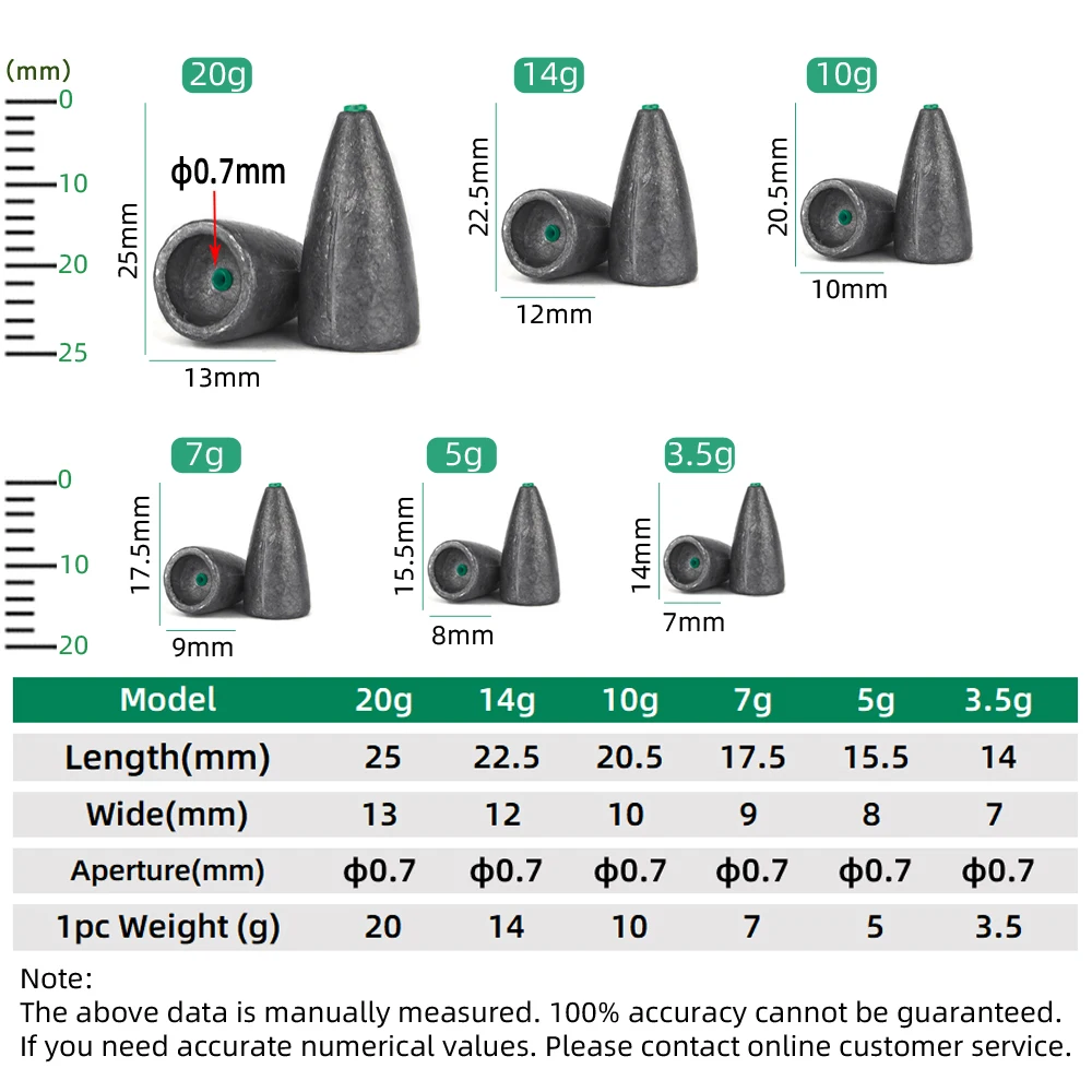 10 قطعة الرصاص غرق الصيد الوزن رصاصة الرصاص الوزن تهزهز رئيس المياه العذبة تكساس تلاعب مجموعة صيد السمك 3.5 جرام 5 جرام 7 جرام 10 جرام 14 جرام 20 جرام #2