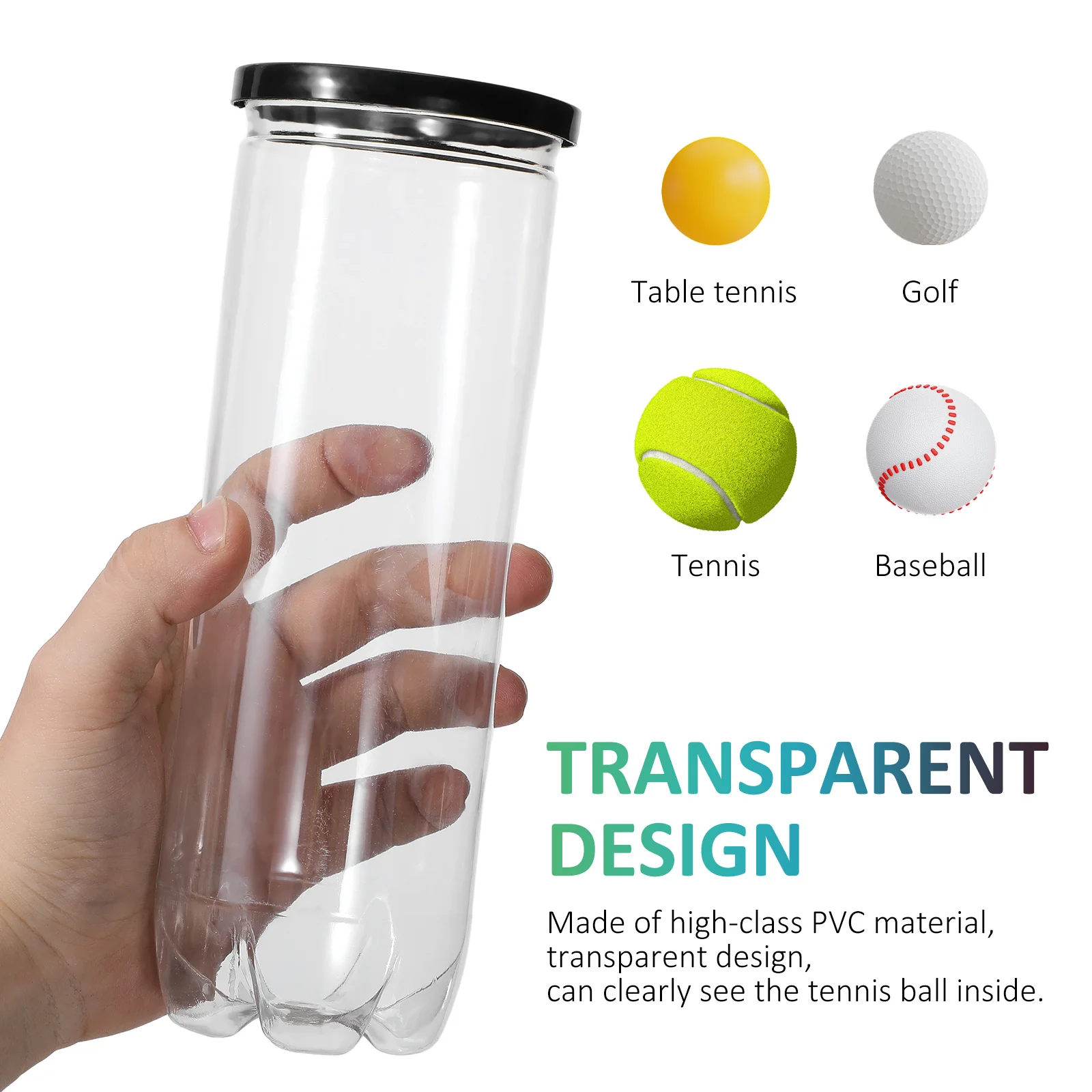 3 قطع من حاوية التنس الشفافة القابلة لإعادة الاستخدام وحامل الكرة الرياضية للأنشطة الخارجية ومنظم مستلزمات التنس ومقاوم للاهتراء #4