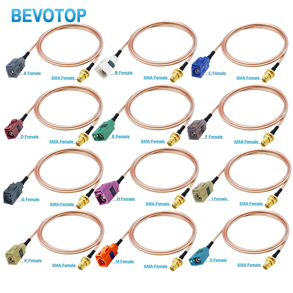 Cabo Coaxial RG316 SMA Fêmea para Fakra A/B/C/D/E/F/G/H/I/K/M/Z Fêmea para Antena GPS Automotiva, para Veículos, Caminhões, SUVs e Rádios Automotivos