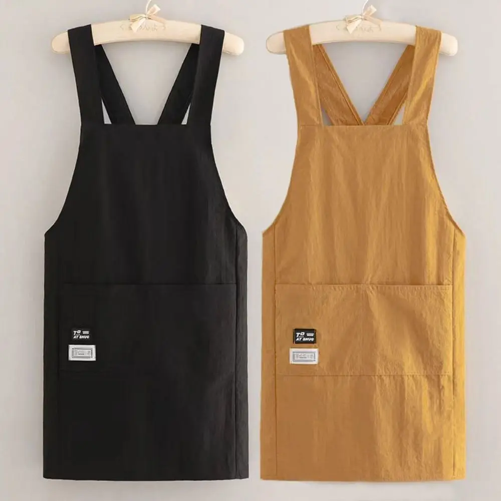 

New Cross Strap Style Apron Waterproof Anti-fouling Nail Art Cafe Workwear Sleeveless Cooking Apron Kitchen Smock