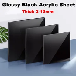 Thick 2mm-10mm Glossy Black Acrylic Sheet Board Organic Glass Polymethyl Methacrylate 100*100 150*150 150*200 200*200 300*300mm