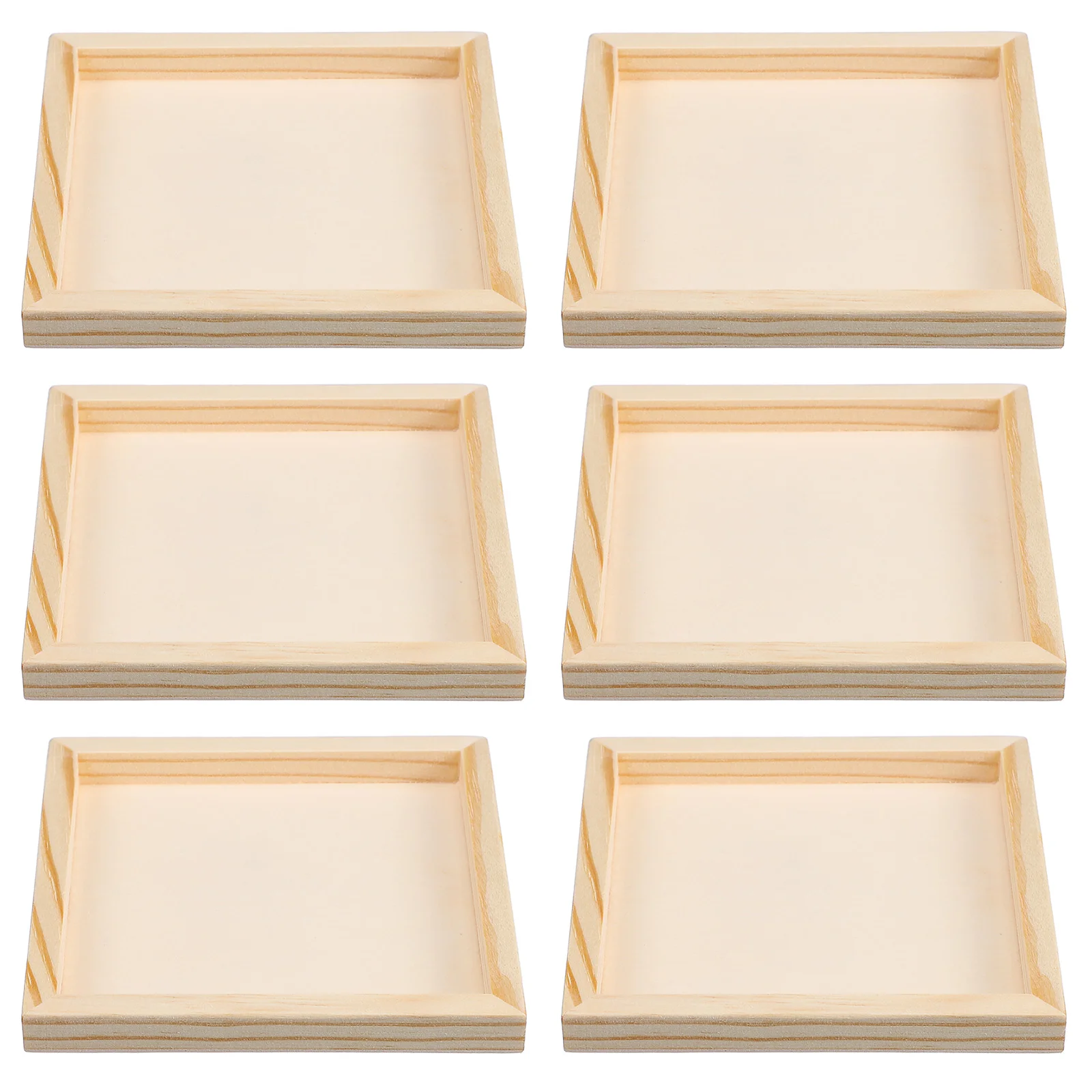 6 Pcs Wooden Serving Trays Panel Boards Natural for Craft Paint Crafts Storage Drawers Decorate