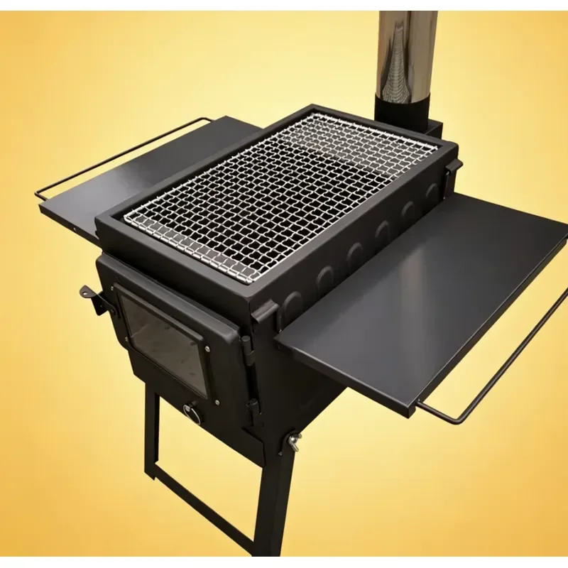 Modern Portable Outdoor Wood Burning Stove Stainless Steel Folding Camping Backpack Fire Pit Durable Flame Safety Device