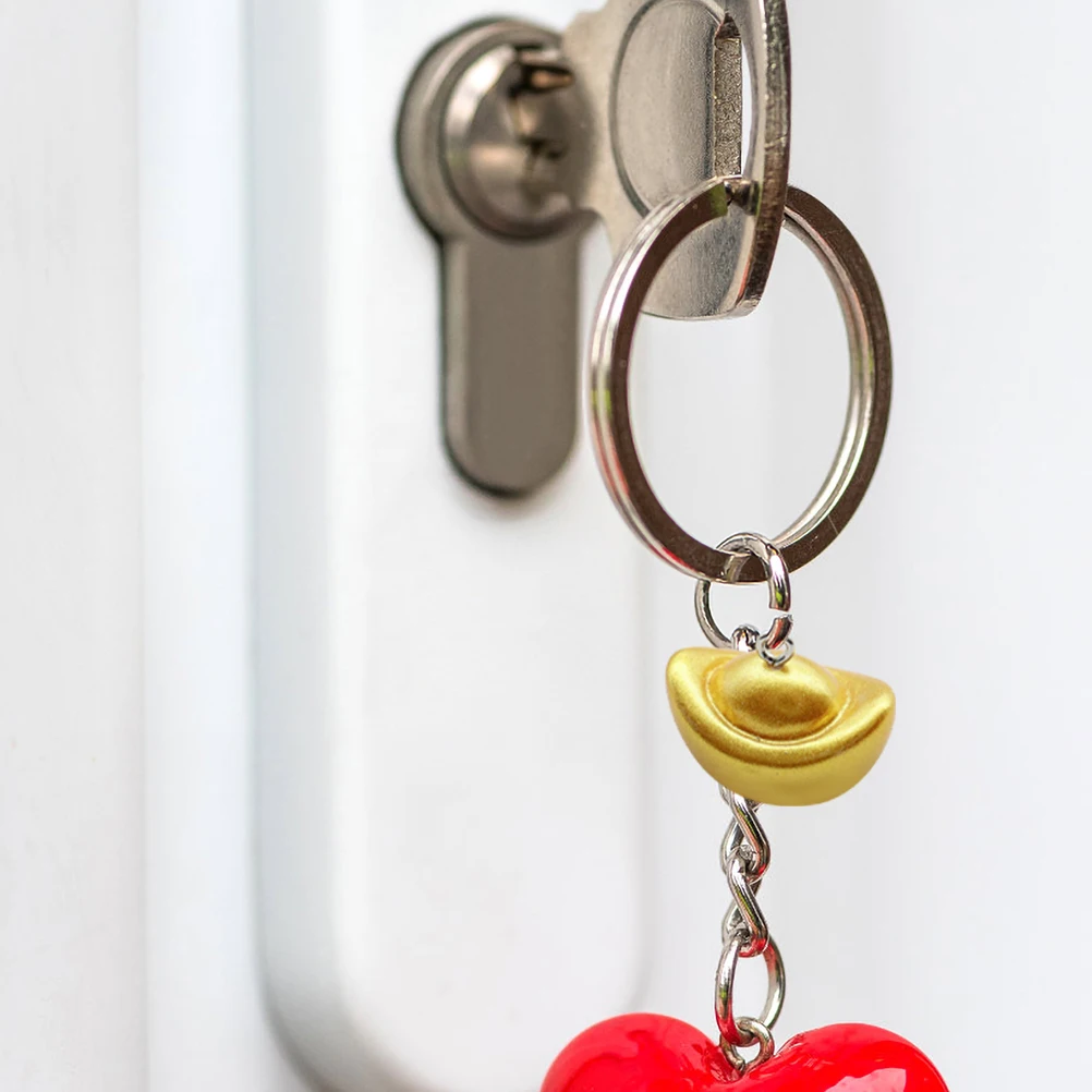 

10Pcs Chinese Gold Ingot Keychain Pendant Metal Ornament Style Decorative Craft for DIY Necklace Bracelet Key Chain