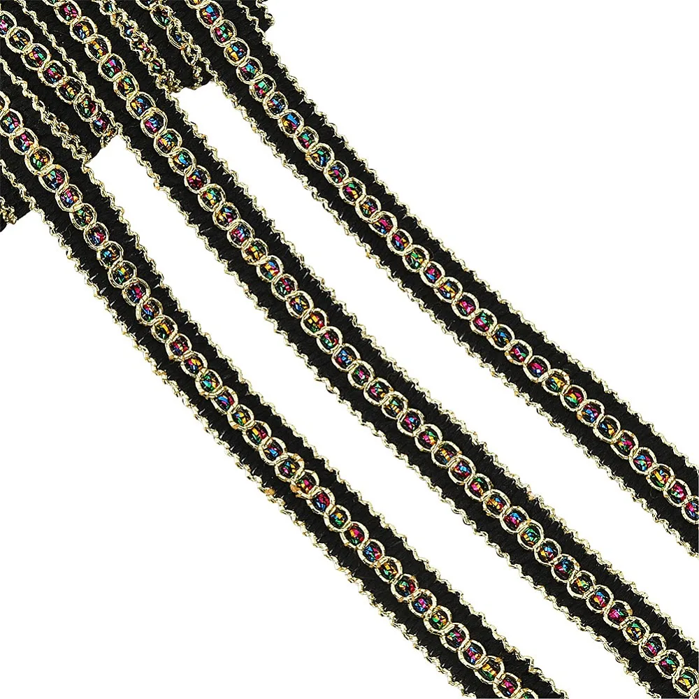 Polyester Ribbon Centipede Lace Ribbon with Cardboard Display Card Black 1/2 inch(14mm)