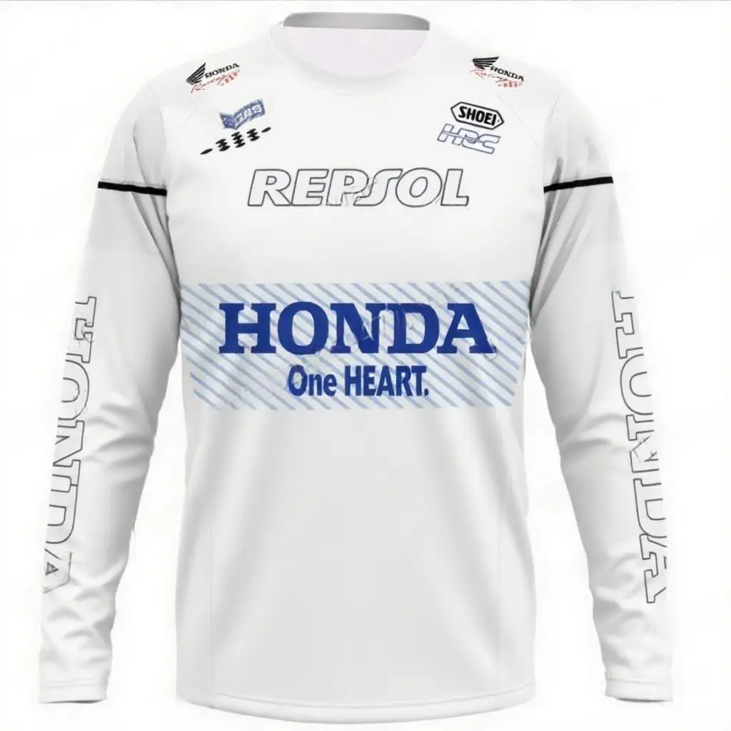 

Новая футболка для езды на мотоцикле по бездорожью, быстросохнущая дышащая футболка с длинными рукавами для мужчин и женщин, футболка для верховой езды Honda, топы