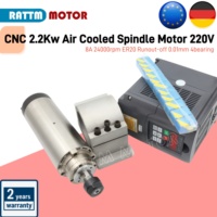 〖EU Stock〗CNC 2.2Kw Air Cooled Spindle Motor 220V 8A 24000rpm ER20 Runout-off 0.01mm 4bearing & HY Inverter & 80mm Clamp &Collet