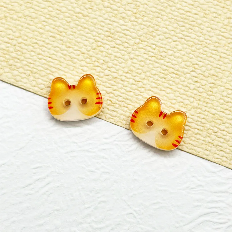 20Pcs Cute Cat Two-eye Buttons 12mm Colourful Cartoon Cat Resin Buttons DIY Kids' Clothes Hats Socks Buttons for Creative Use image 4
