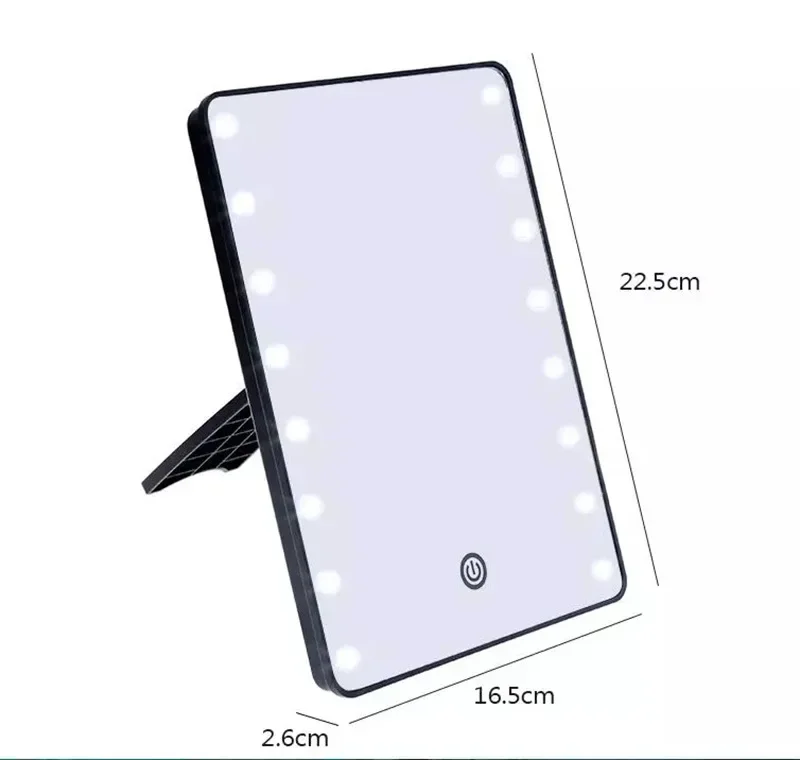 16 مرآة مكياج LED مع ضوء LED يعمل باللمس قابل للتعديل، مرآة مستحضرات التجميل المحمولة لسطح المكتب، أدوات طاولة الزينة المنزلية للسفر
