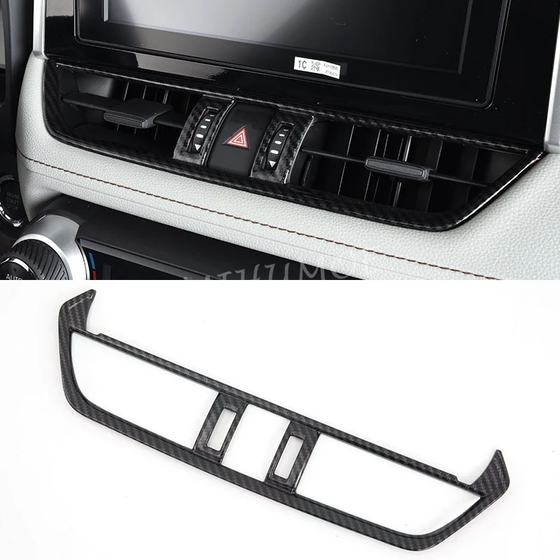 

Carbon Fiber Style Middle Air Vent Outlet Cover Dashboard Trim For 2020-2024 Toyota RAV4 Suzuki Across