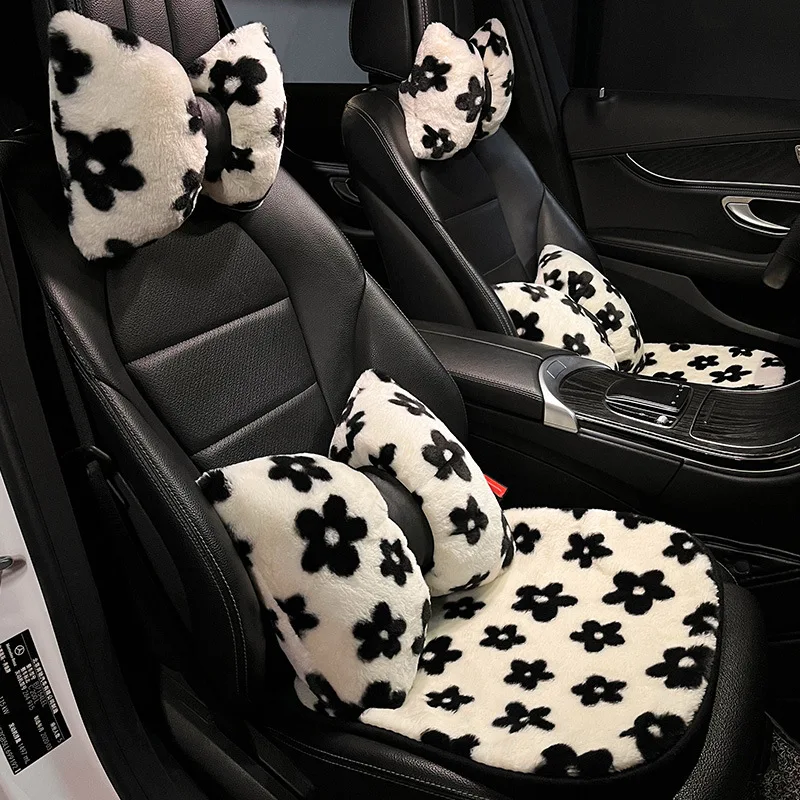 Whole Car Interior Plush Seat Cushion Universal Winter Warm Vehicle Seat Protector Cover Ultra-Soft Pillow Women Car Accessories