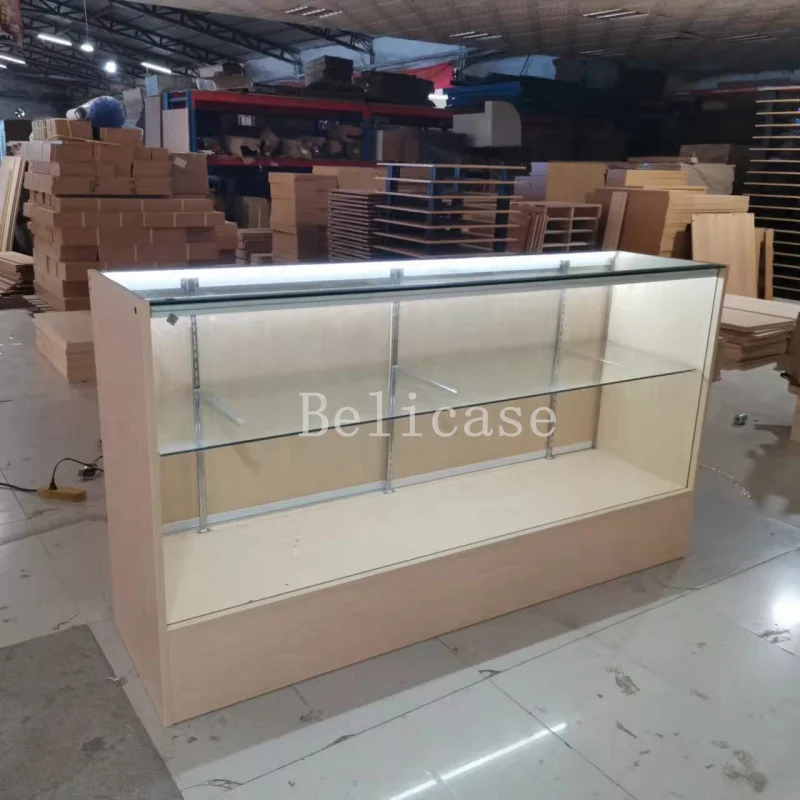 (customized)FullDisplay Retail Shop Wooden Cheap Glass Display Cabinet Cheap Smoke Shop Showcase