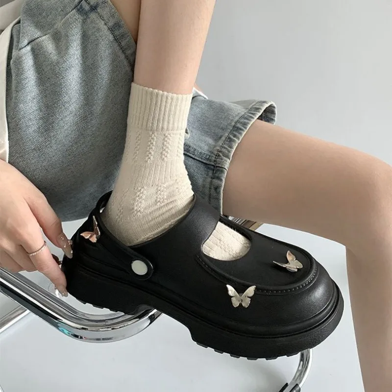 

Cute DIY Butterfly Indoor Street Slippers For Women Summer Platform Shoes Soft EVA Thick Sole Girls Daily Walking Clogs Sandals