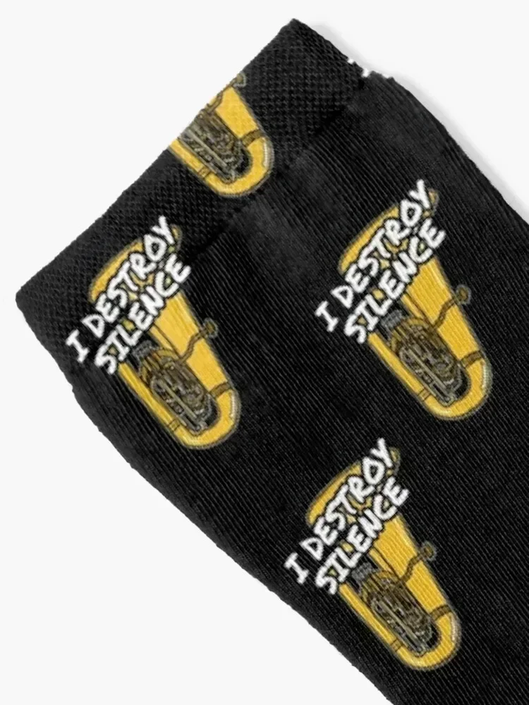 I Destroy Silence Tuba Player Tubaist Brass Musician Socks new in's gifts hiking gym Socks Man Women's