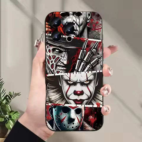 Creative Horror Clown Pattern Soft Phone Case For Samsung Galaxy S23 S24 S25 Ultra S22 S21 S20 Plus FE A15 A35 A54 A55 Cover