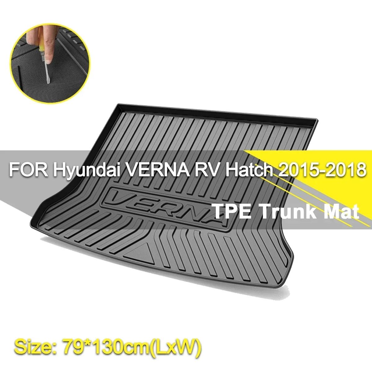 

Car Rear Trunk Cover Mat Waterproof Non-Slip Rubber TPE Cargo Liner Accessories For Hyundai Verna RV Hatchback 2015-2018