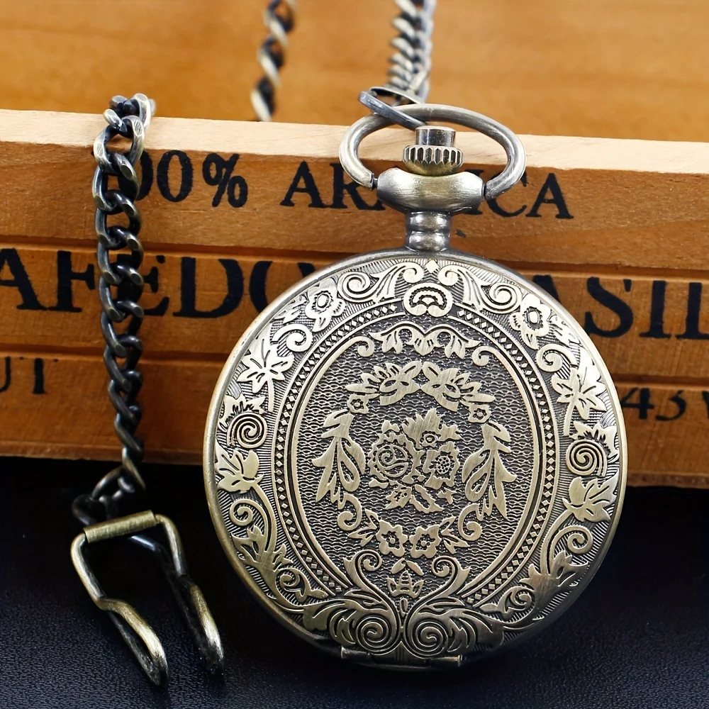 Classical Carved L48 Clamshell Pocket Watch, Retro Necklace Watch For Men And Women, Hanging Pocket Watch Gift