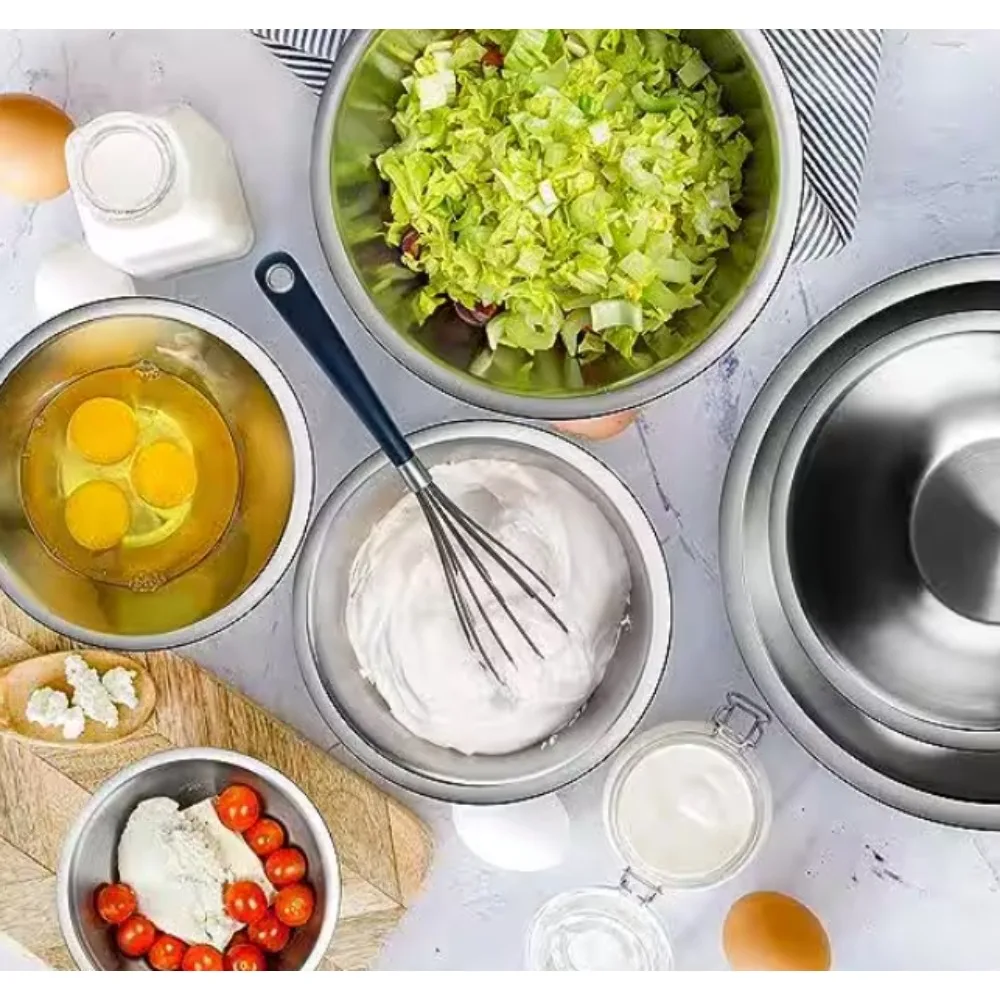 

Nest Plus 14-Piece Stainless Steel Kitchen Baking Mixing Bowl Set W/Measuring Cups; STAINLESS STEEL MIXING BOWL SET