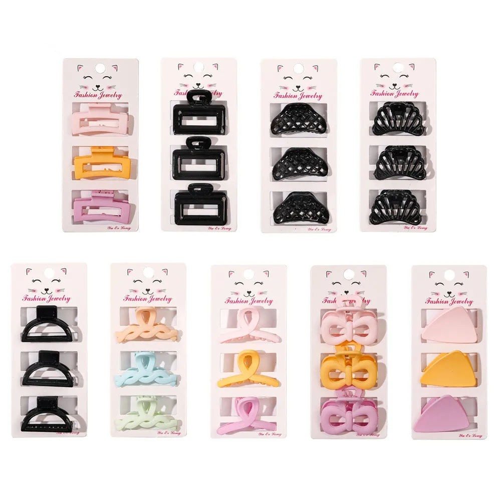 Three-piece Set New Fashion Frosted Simple Versatile Ponytail Hairpin  Hair Claw Barrettes for Women Girl Accessories Headwear