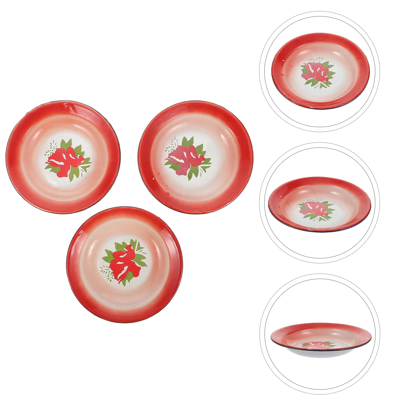 

3 Pcs Thickened Steamed Dish Enamel Platters Vintage Plates Food Tray Trays Easy Clean Home Kitchen Bar
